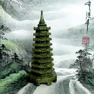 文昌塔摆件玉石九层9十三层房书办公室书桌客厅南玉摆设玉器