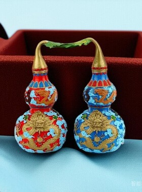 五龙葫芦盘龙葫芦摆件彩绘铜