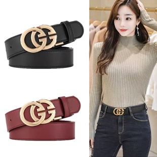 酷奇女士皮带牛皮腰带男牛仔裤裙子百搭收腰时尚简约潮流真皮裤带