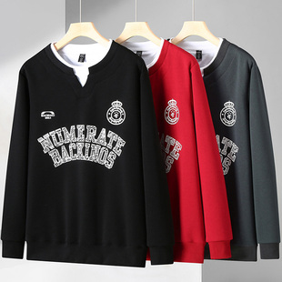 假两件卫衣男加肥加大长袖 300斤大码 2025新款 春季 T恤宽松百搭 男装