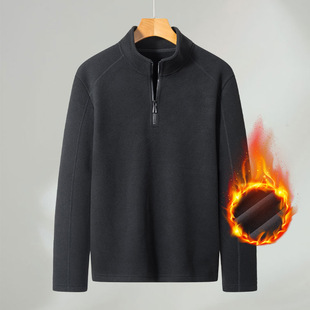 保暖秋衣加肥加大T恤长袖 加绒卫衣冬季 半拉链 潮大码 300斤胖子男装