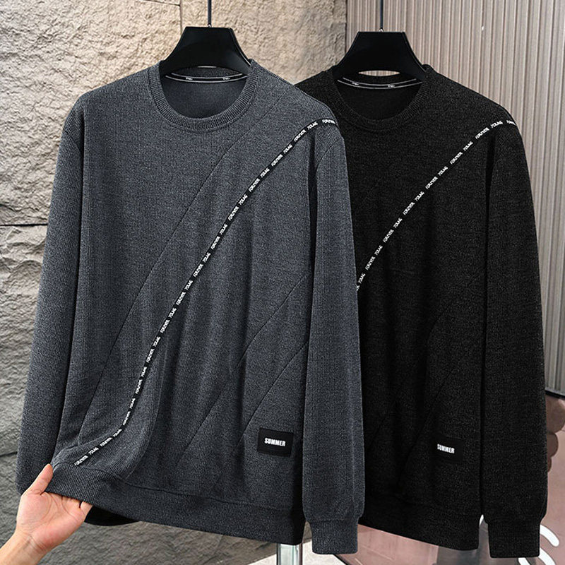 300斤加肥加大男卫衣肥佬特大码上装宽松圆领长袖ins潮胖子打底衫