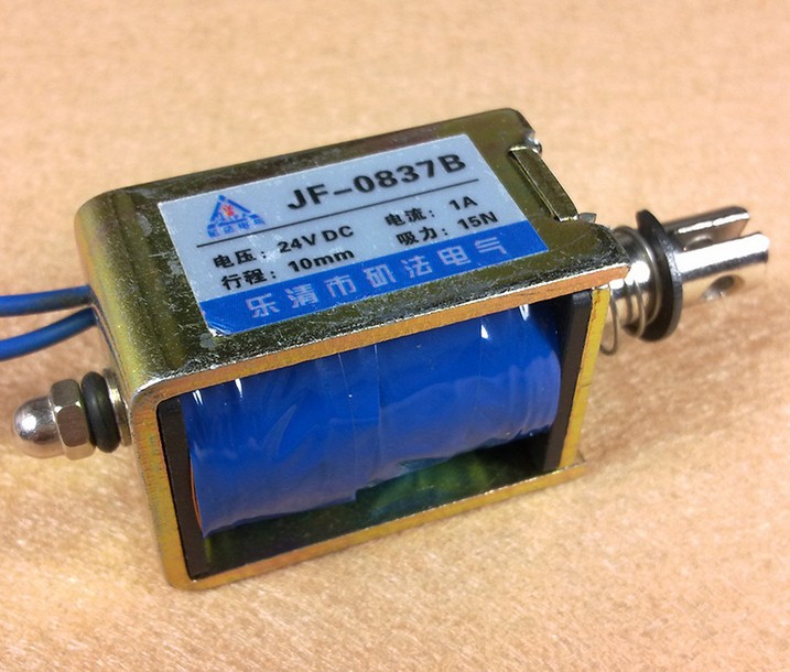 矶法 JF-0837B 直流小型推拉式框架式直流电磁铁DC12V24V 吸力15N