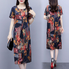 Spring and summer new dress printing trend of ice silk