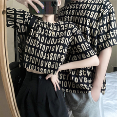 Short sleeve T-shirt women's loose new design sense big edition Street blowing couple's dress