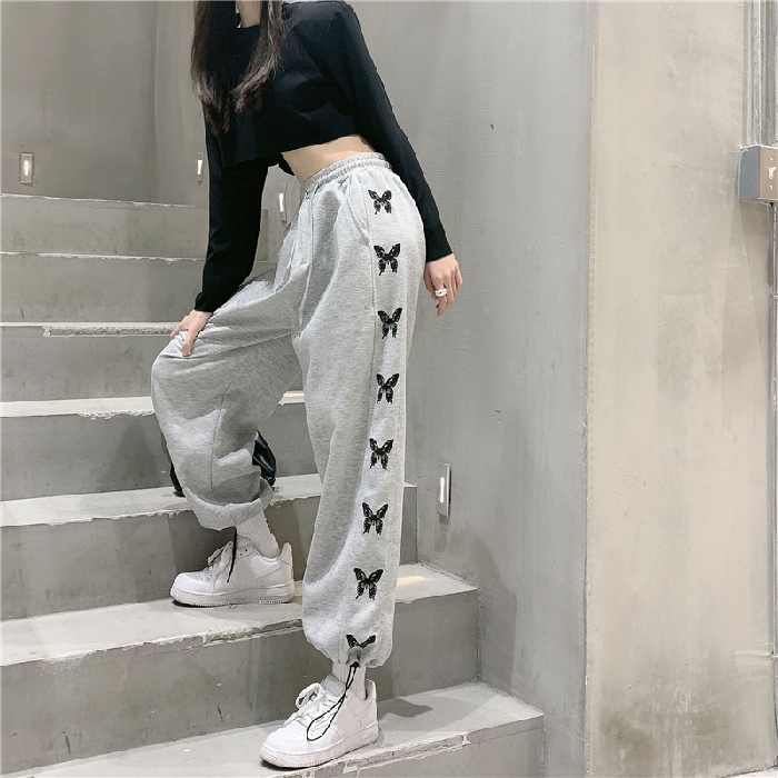 Official figure legged loose casual sports pants women's 2021 spring and Autumn New Korean high waist slim pants