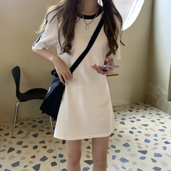 New fashion dress women's mid length short sleeve T-shirt