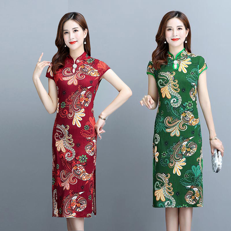 Large size dress women's new summer style Chinese style retro slim dress