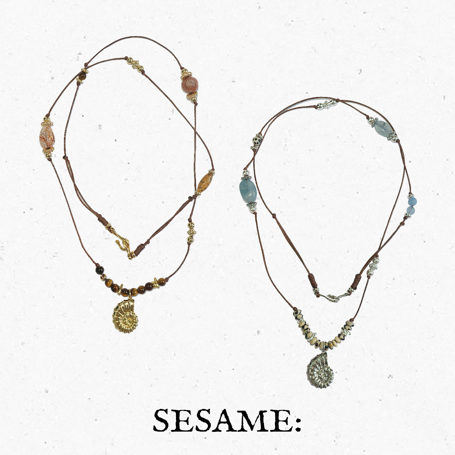 飒米SESAME清新海螺吊坠水晶串珠项链度假原创设计小众春夏新品
