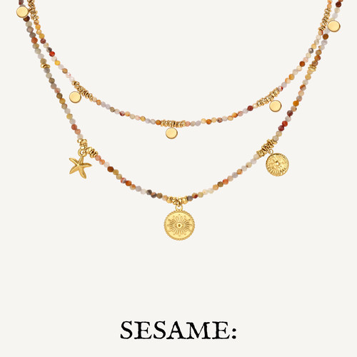 飒米SESAME复古金币吊坠波西米亚风叠戴项链高级长项链秋季新款
