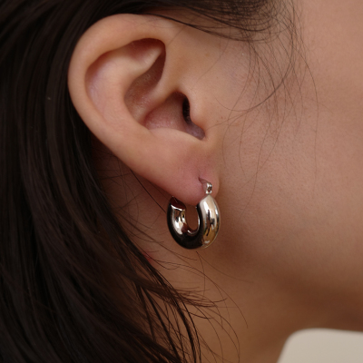 「新年礼物」通体925银！甜甜圈白金/黄金耳环高级冷淡风耳扣