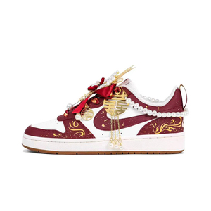 【定制球鞋】NIKE耐克 Court Borough 女新中式国风红色婚鞋板鞋