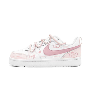 NIKE耐克 Court Borough可爱校园少女风手绘涂鸦板鞋 定制球鞋