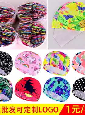 厂家批发锦纶游泳帽男女成人布帽印花纯色黑色高弹舒适不勒头温泉