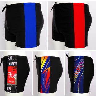 批发 高弹性舒适温泉速干防尴尬游泳裤 抽绳条纹平角泳裤 男成人大码