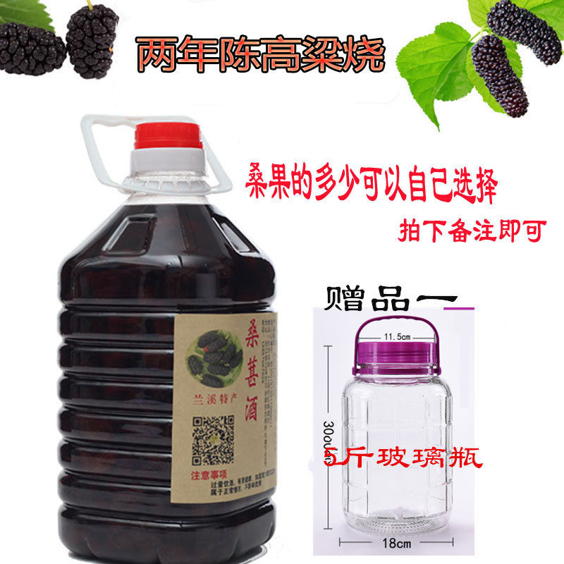 桑葚酒农家自酿二年陈桑葚果酒桑果酒水果泡酒5斤买赠玻璃瓶