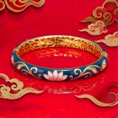 北京特色景泰蓝碧波凝翠水莲纹手镯 新款