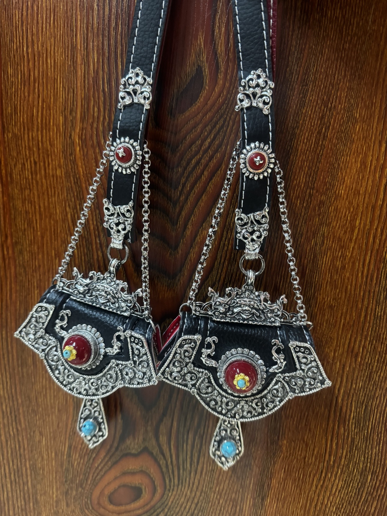 鑫缘藏饰铜合金仿银藏区藏式腰间藏族带链钱包饰品锅庒舞配饰腰链