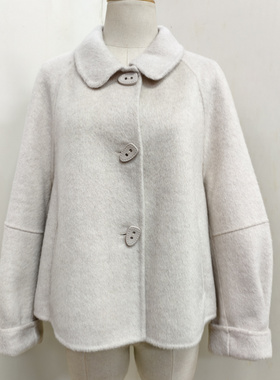 D-25978 秋冬2025新款娃娃领短款绵羊毛双面羊绒大衣毛呢外套3QR