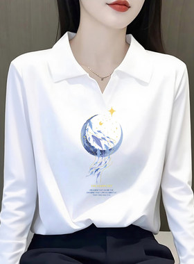 polo领长袖纯棉宽松显瘦体恤上衣
