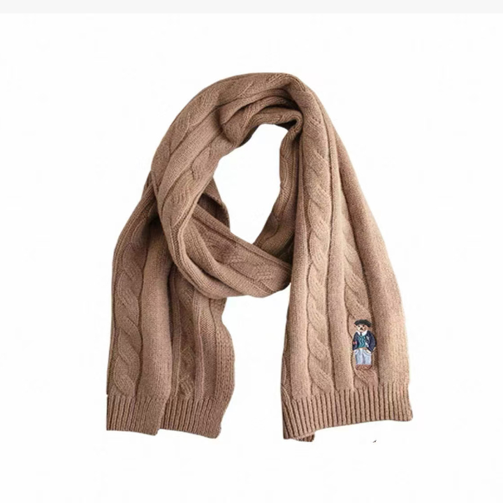 明星同款围巾拉夫撞色刺绣小熊围巾C-001M6659