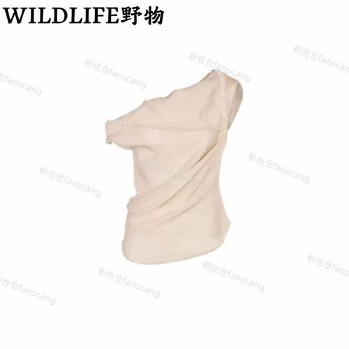 WILDLIFE｜轻薄真丝不对称斜肩毛边上衣C-001M7584