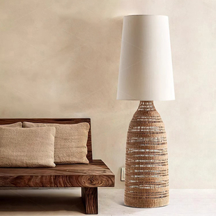 日式侘寂风落地灯客厅沙发旁卧室书房酒店民宿高级感布艺编织灯具