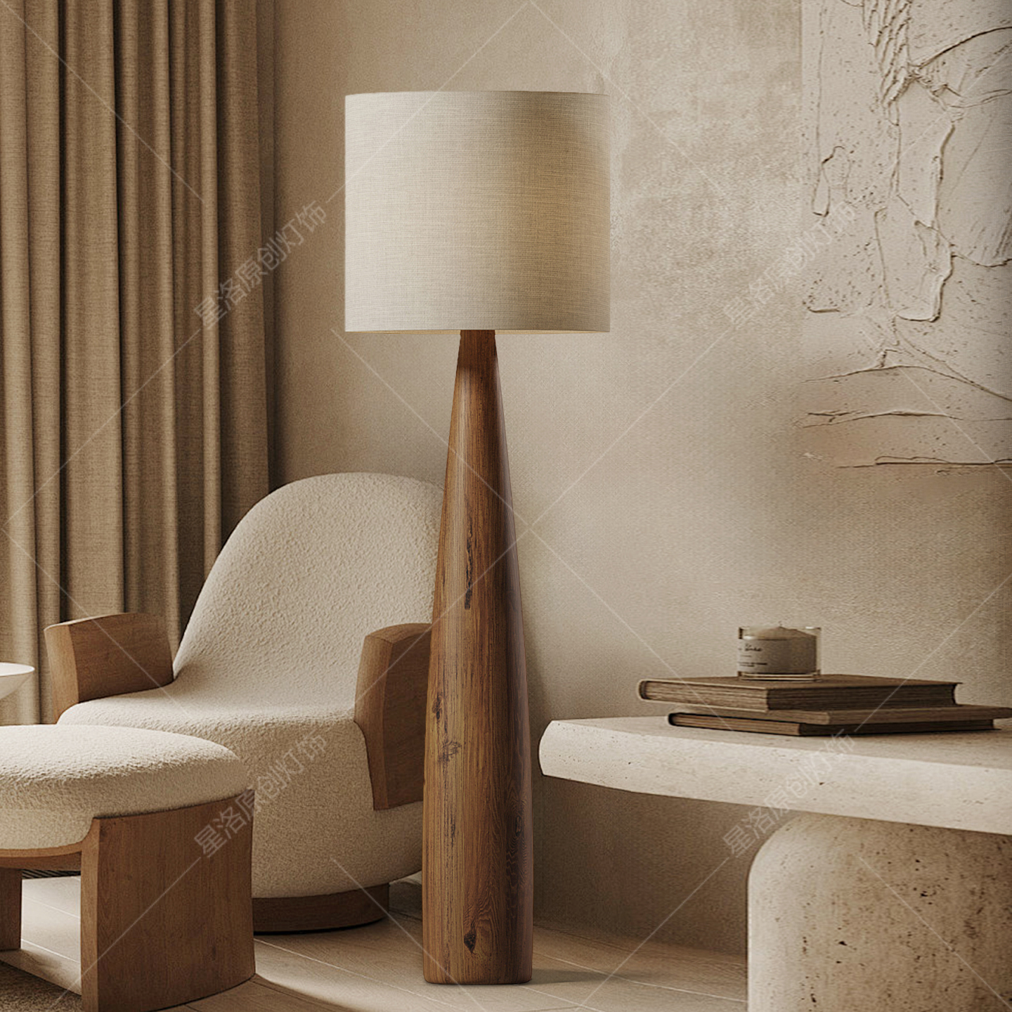 中古侘寂风客厅卧室样板间落地灯