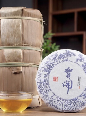 2021年云南勐海茶区贺开晒青老古树原料紧压普洱生茶饼100g七子茶