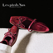 猪鼻头浅口玛丽珍芭蕾舞单鞋 Les 女 手工真皮底 马衔扣 Pieds Nus