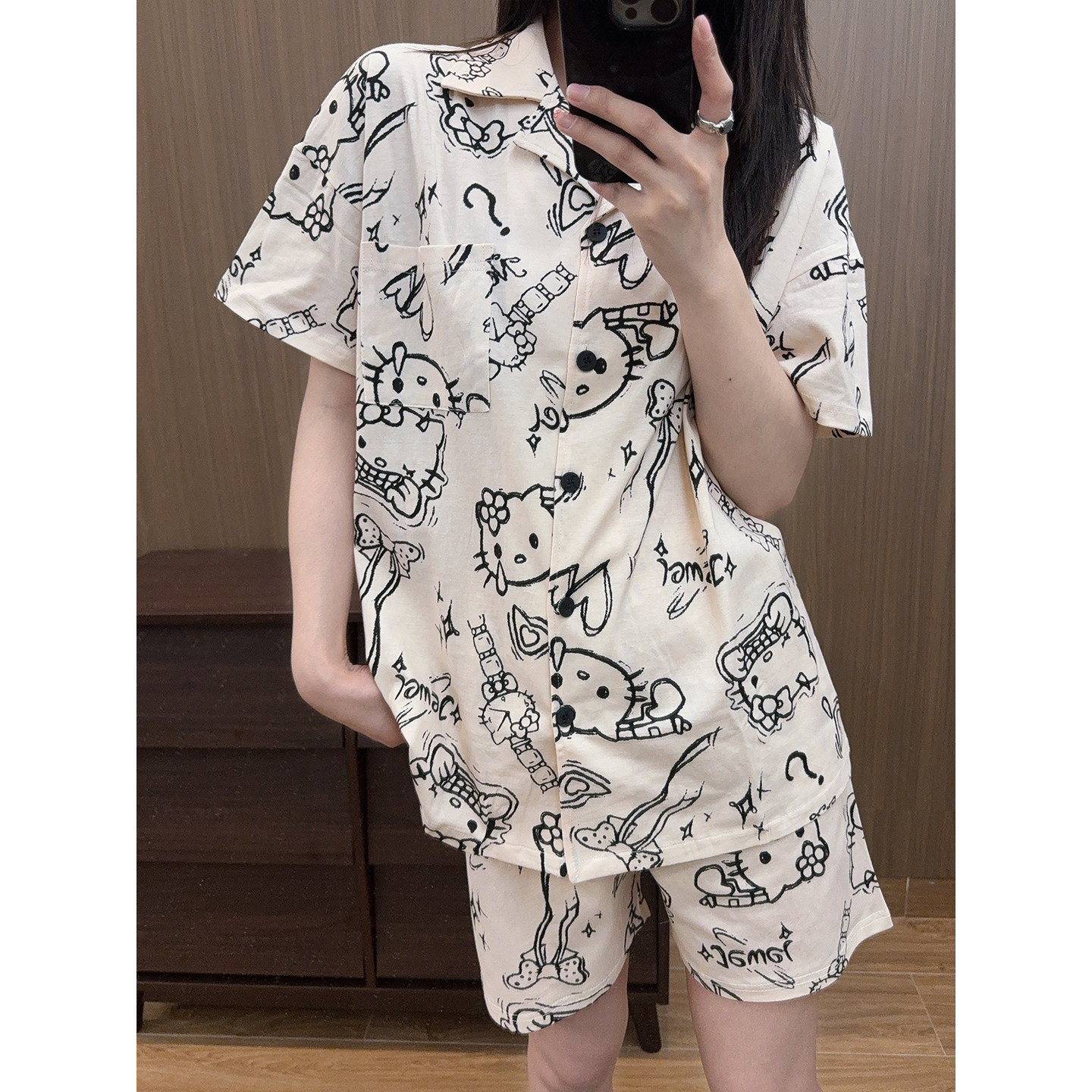 日系卡通凯蒂猫棉睡衣女士