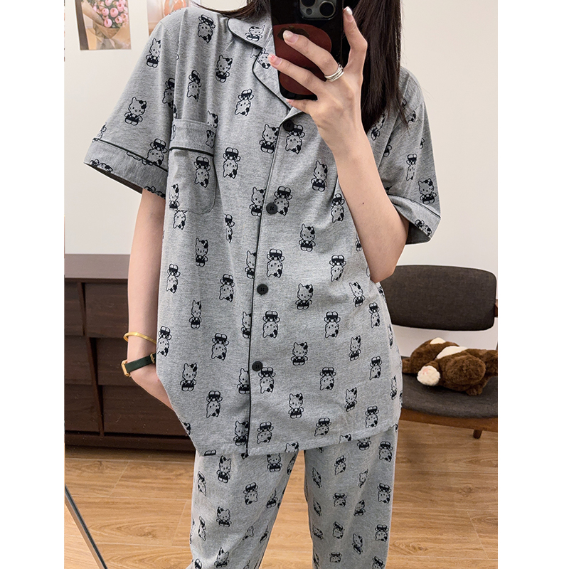 日系卡通凯蒂猫纯棉睡衣女