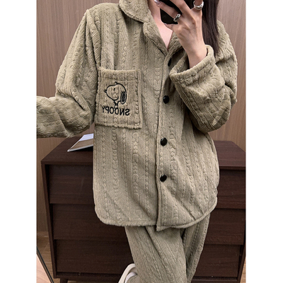 日系卡通史努比睡衣女士加厚