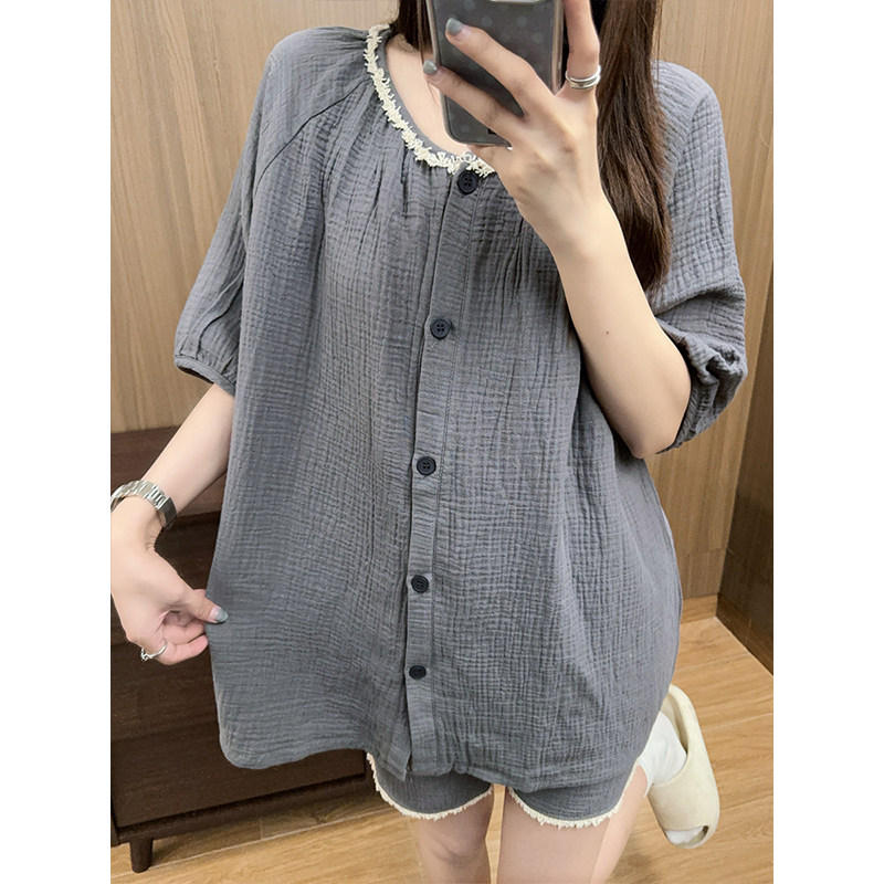 韩系花边婴儿棉纱睡衣女