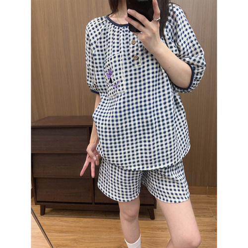 日系卡通snoopy睡衣女棉纱