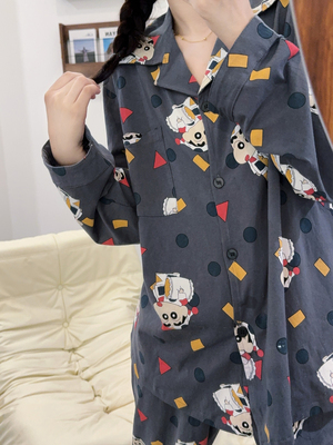 日系卡通蜡笔小新纯棉睡衣女