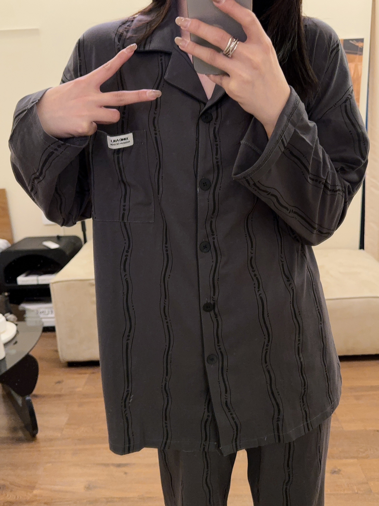 韩系条纹纯棉睡衣男女士