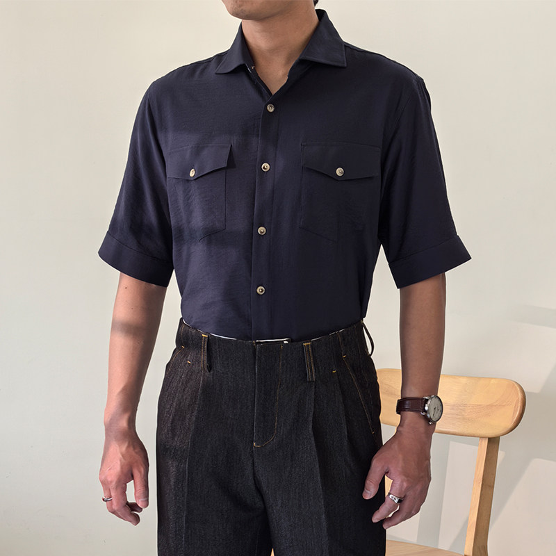 ZIDU子都高级感短袖衬衫薄男士夏