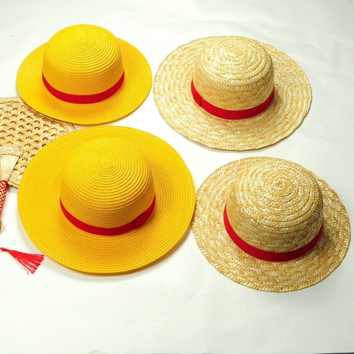 路飞草帽夏季遮阳防晒海贼王同款COSPALY亲子动漫草编演出帽子