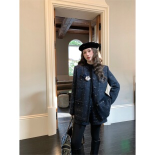 【现货】EAU DE MER 永夜星河 高级感显贵重工粗花呢混纺羊毛外套