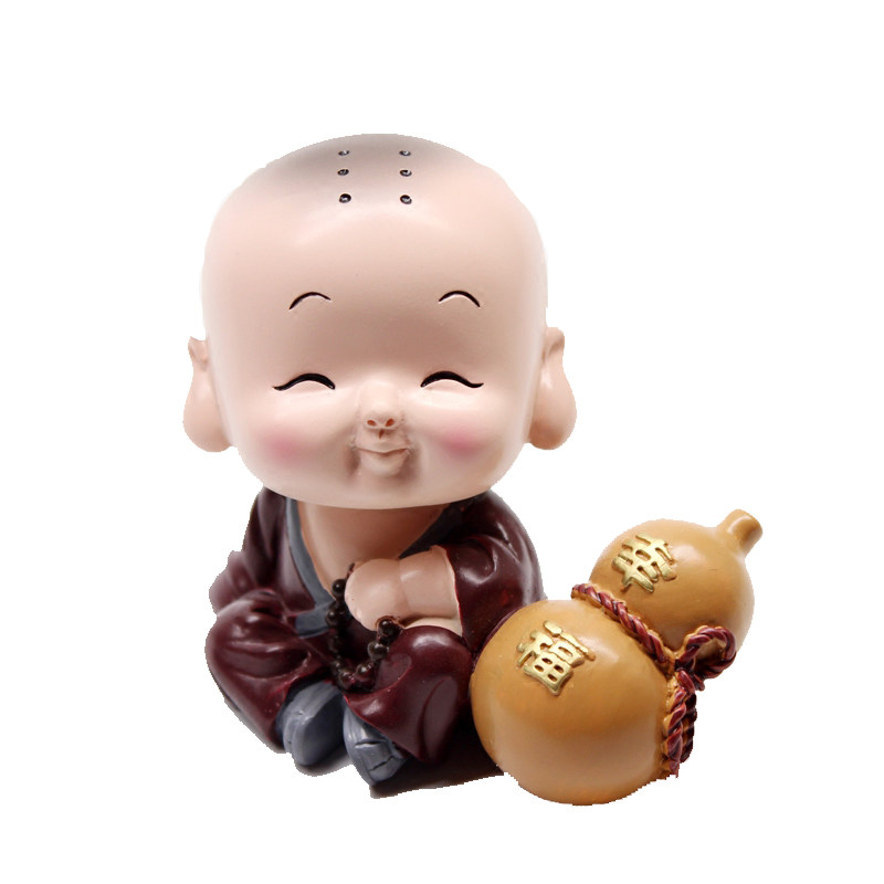 禅说小和尚励志摆件汽车装饰创意中国风小礼品大头和尚心想事成