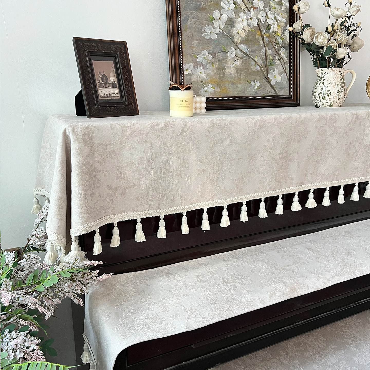 新款钢琴罩轻奢防尘全罩电钢琴盖布现代简约半罩法式琴披美式琴套