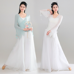 古典舞蹈服女飘逸仙身韵弹力纱衣练功服伞舞中国舞民族舞蹈演出服