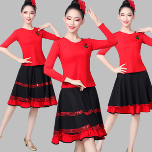 新款 中老年跳舞长袖 套装 莫代尔上衣短袖 套裙舞蹈服 夏季 广场舞服装