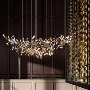 复式楼长吊灯楼梯吊灯餐饮店铺吧台工程灯具定制售楼部酒店大堂灯