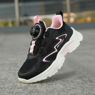 ABC童鞋女童春季网面鞋子学生黑色跑步鞋儿童轻便软底防滑运动鞋