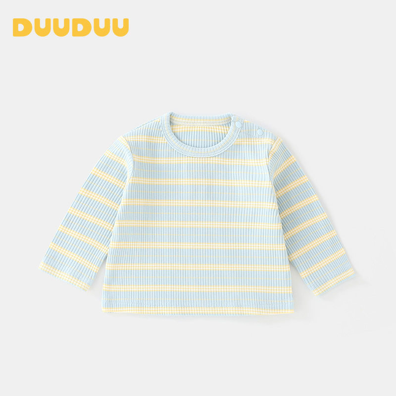 DUUDUU条纹2025春秋季长袖女宝宝衣服儿童t桖韩式风男童上衣春款