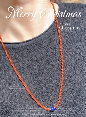 南红小米珠3mm柿子红项链女款