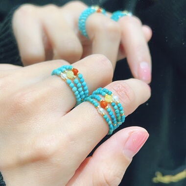 绿松石极细2mm新中式女戒3mm