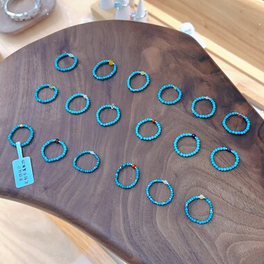 天然绿松石小米珠戒指2mm新中式国风极细叠戴小众设计感高级精致